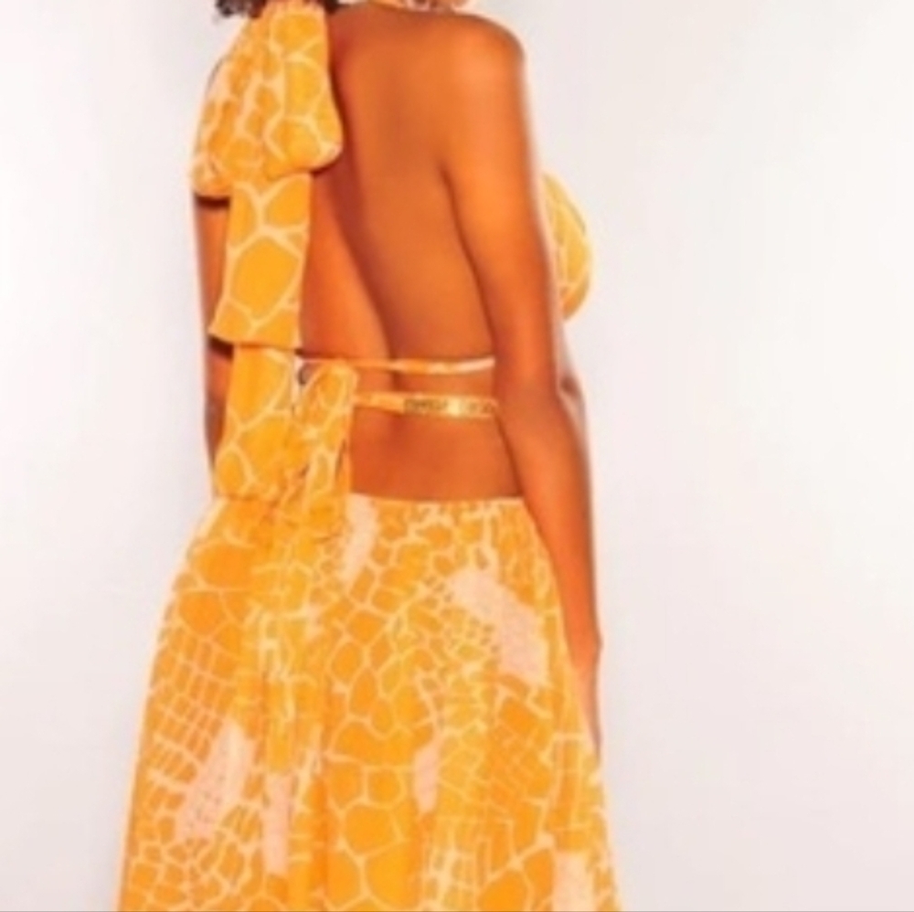 Vibrant Orange Halter Luxxe Maxi Cut - Out Dress With Side Slits (LG Petite) - Picture 5 of 11